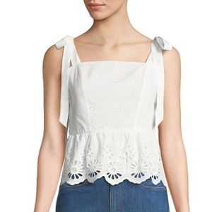 Rebecca Minkoff white lace peplum tank S